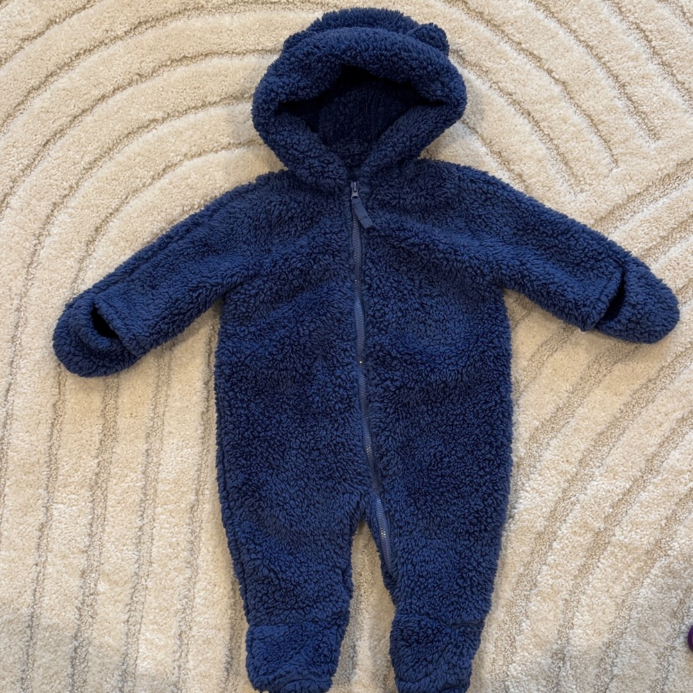 Cozy Fleece Navy Blue Bunting One Piece